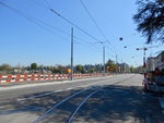 Bauarbeiten an der Burgfelderstrasse zur Verlängerung der Linie 3 nach St.Louis, April 2017 