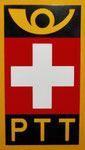 Das altbekannte Signet der PTT (Post, Telefon, Telegraph) von der Post Bläsiring, 1970
