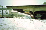 Das Hafenbecken 1 mit viel Schnee und grosser Kälte an einem Januar-Sonntagmorgen im Jahre 1986