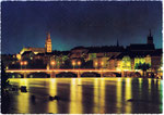 Ansichtskarte, Basel Mittlere Rheinbrücke und Münster bei Nacht, Rowesa-Verlag R.E.Weil Zürich