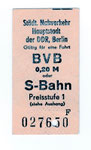 BVB ? - Fahrkarte für die S-Bahn in Berlin. BVB = Berliner Verkehrs Betriebe DDR, 1974