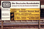 Der Bad.Bahnhof in Basel, Firmenschild für den Hallenabbruch 1982