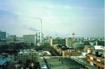 CIBA-Areal mit dem 112 Meter hohen Hochkamin, 1986