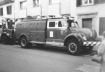Ein Feuerwehrauto am Spalentorgraben, 1972 