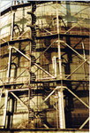 Der letzte Gaskessel mit Baujahr 1912 in der Fabrikstrasse, 1975 