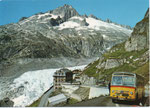 Ansichtskarte Belvédere am Furkapass mit dem Rohnegletscher und Nägelisgrätli - mit Originalstempel Eisgrotte C5701(Aufn.und Verl.Photohaus Geiger, Flums-Waldhaus)