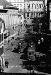 Dichter Tram-Verkehr am Steinenberg, wie er im Jahre 1969 üblich war