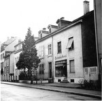 Häuserreihe im oberen Bläsiring im Jahre 1960 (rechts die Bäckerei der Familien Aebi und später Holzgang)