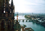 Blick vom Basler Münster auf den Rhein, aufs Kleinbasel und auf dem St.Johann-Hafen, 1982