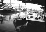 Rheinhafen Basel, interessanter Blick in das Hafenbecken 1 im Jahre 1977