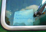 Hinweisschild in der Führerkabine des Trammotorwagens B4/4 Nr.469 September 2016