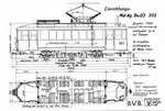 Tram-Motorwagen Be 2/3 Nr.303 (Zeichnung BVB)