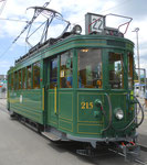 Hundert Jahre Tram nach St.Jakob. Der Motorwagen Be 2_2 Nr.215 auf der Linie 22 an der Endhaltestelle St.Jakob_Schänzli, 2016