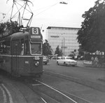 Schon im Jahre 1969 gab es Zeitweise eine Linie 8 (während den Fasnachtstagen) Motorwagen Be 4/4 Nr. 444 am Bahnhof SBB