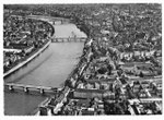 Ansichtskarte Serie Fliegeraufnahmen Basel. Panorama mit drei Rheinbrücken (Luftphoto Aviatik beider Basel- Verlag Gebr.Frey Basel)
