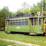 Ein schönes Foto des Trammotorwagens Be 2/2 Nr. 138 mit dem Nummernschild der Linie 16 in der Abstellanlage Eglisee, 1970