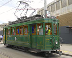 Hundert Jahre Tram nach St.Jakob. Der Motorwagen Be 2/2 Nr.215 auf der Linie 22 an der Endhaltestelle St.Jakob, 2016