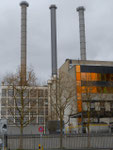Produktionsanlagen der Novartis (ehemals CIBA und Ciba-Geigy) mit den markanten Kaminen im Jahre 2014