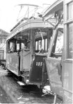 Trammotorwagen Be 2/2 Nr.195 nach dem schweren Baggerunfall in der BVB-Werkstätte an der Klybeckstrasse 1970