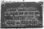 Gedenktafel am Haus St.Johanns-Vorstadt 72, hier wohnte der schwedische König Gustav iV vom Juni 1818 bis August 1824, Oktober 1995