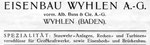 Inserat der EISENBAU WYHLEN A.-G.
