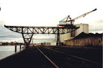 Einer der beiden Krane der Rheinischen Güterumschlags AG (vorm.Rheinischen Kohlenumschlags AG) im Klybeck-Hafen, 2001