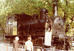 Herbstmesse 1978 - Hinweis auf eine Eisenbahn-Modellausstellung mit dieser SBB-Dampflokomotive (Tigerli)