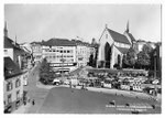 Ansichtskarte S 6930 Basel. Barfüsserplatz und Historisches Museum (Verlag Beringer & Pampaluchi Zürich)