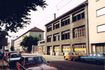 Die Gärtnerstrasse mit der Schreinerei Lauer während es Abbruchs um 1980