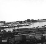 Blick auf die Hafeneinfahrt und auf den Dreiländereck im Jahre 1969