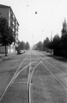 Im Jahre 1930 wurden in der Kleinhüninger-Anlage bereits Tramschienen verlegt. Vorstufe für ein Tram nach Weil am Rhein? Foto von 1959