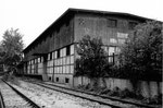 Die Lagerhalle der BLG (Basler Lagerhaus-Gesellschaft) im DB-Areal in der Erlenmatt, 1983