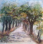Allee auf Rügen,Öl /Collage auf Leinwand 2019, verkauft 