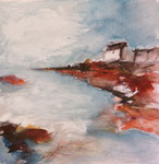 Rosa Granit, Bretagne, 2020, Öl auf Leinwand, 40x40 cm, verkauft 