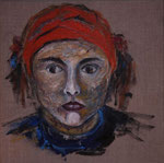 Mädchen mit rotem Tuch, 2006, Acryl auf Leinwand, 30x30cm, verschenkt