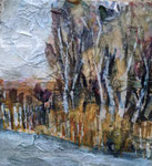 Birken am Teich, Collage 2022, verkauft