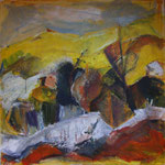Gelbe Landschaft, 2008, Mischtechnik, 80x80cm, verkauft