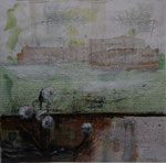 Grüne Landschaft mit Löwenzahn, 2010, Collage, 39 x 39 cm, verkauft