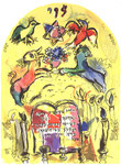 "Levi", Farblithographie von Charles Sorlier nach Chagalls Entwürfen zu den Glasfenstern von Jerusalem, 1962