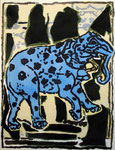 Pincemin Jean-Pierre, Elephant, Sans date, 66 x 50 cm sur arches 86 x 70 cm. Sérigraphie ©ADAGP, Paris 2011