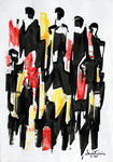 Gruppo tribale - Disegno a china, 1966