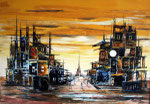 Città in giallo - Olio su compensato, 1971