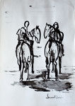Due a cavallo - Disegno a china, 1966