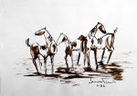 Tre cavallini - Disegno a china, 1966