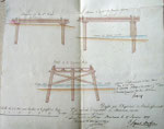 Plan : projet d'un nouvel embarcadère en charpente et à claire voie, 15 janvier 1825 : élévations des travées.
