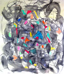 "Landeanflug der Krähen auf dem Maisfeld"_Kreide auf Leinwand_70x64cm_2025