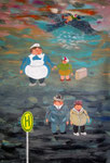 "Dat macht doch nix, dat sind doch bloß Blagen"_Acryl auf Leinwand_82x58cm_2024. Beitrag zum Thema "Verschickungskinder"