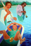 "Listening the music of Jimi and Miles"_Öl auf Leinwand_100x80cm_2004