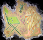 Gabis Order: "Geh´ mal mit dem Tuch über´n Stuhl."_Acryl auf Leinwand_74x80cm_2023