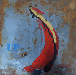 up and down II, Acryl auf Metall 30x30 cm, in weissem Rahmen 50x50 cm, 280 Euro